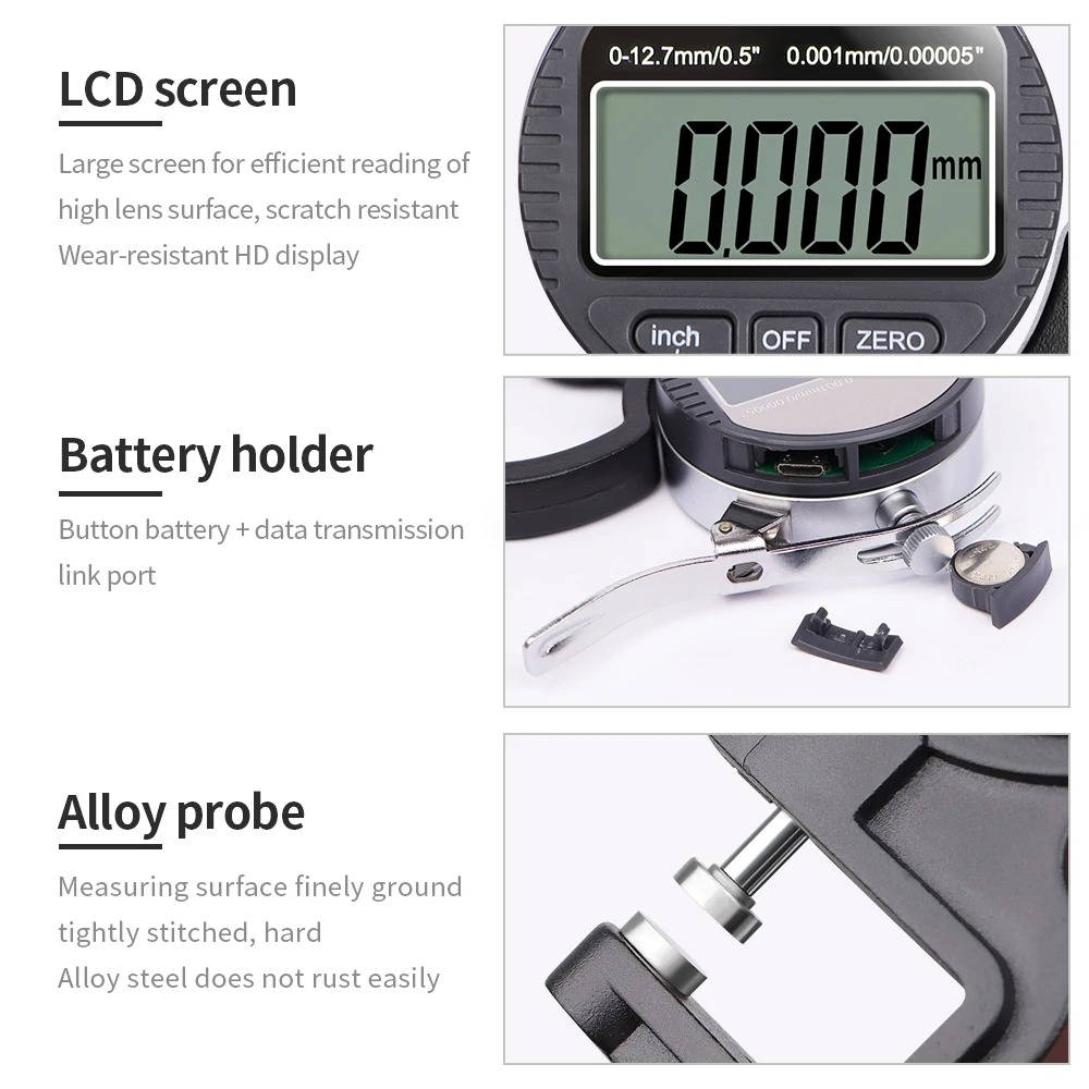 Thickness Gauge Measure Thickness Of Paper Cloth Metal 0.001mm - TRENDVYO