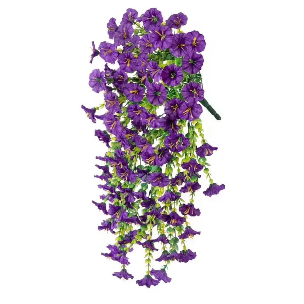 Decoración colgante de flores artificiales de gloria de la mañana resistentes a los rayos UV