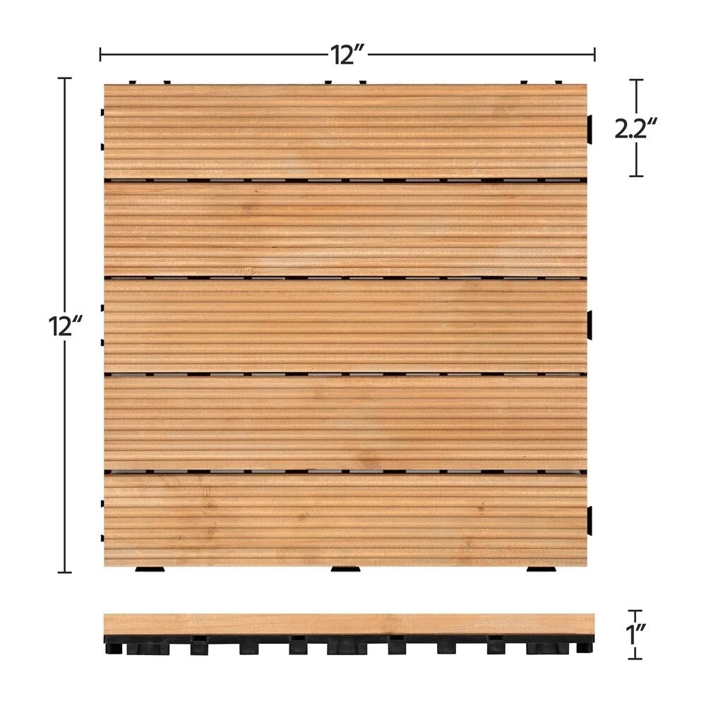 Baldosas de madera entrelazadas para patio exterior, 27 piezas