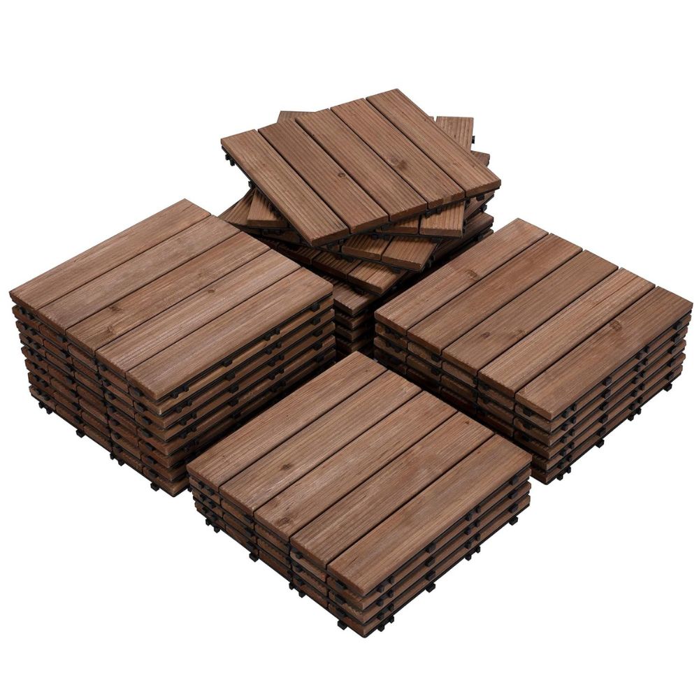 Baldosas de madera entrelazadas para patio exterior, 27 piezas