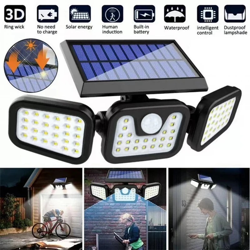 Luz solar con sensor de movimiento para exteriores