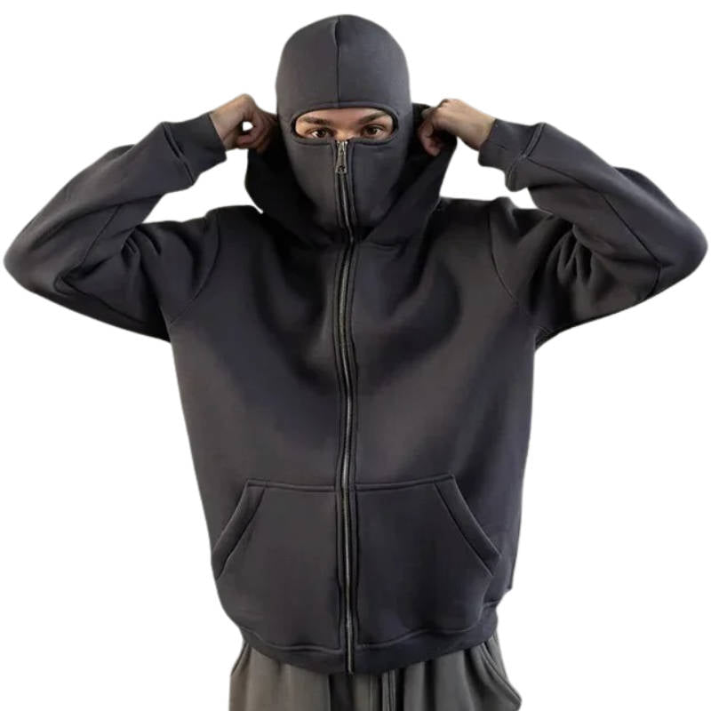 Sudadera con capucha unisex de pasamontañas con cremallera completa