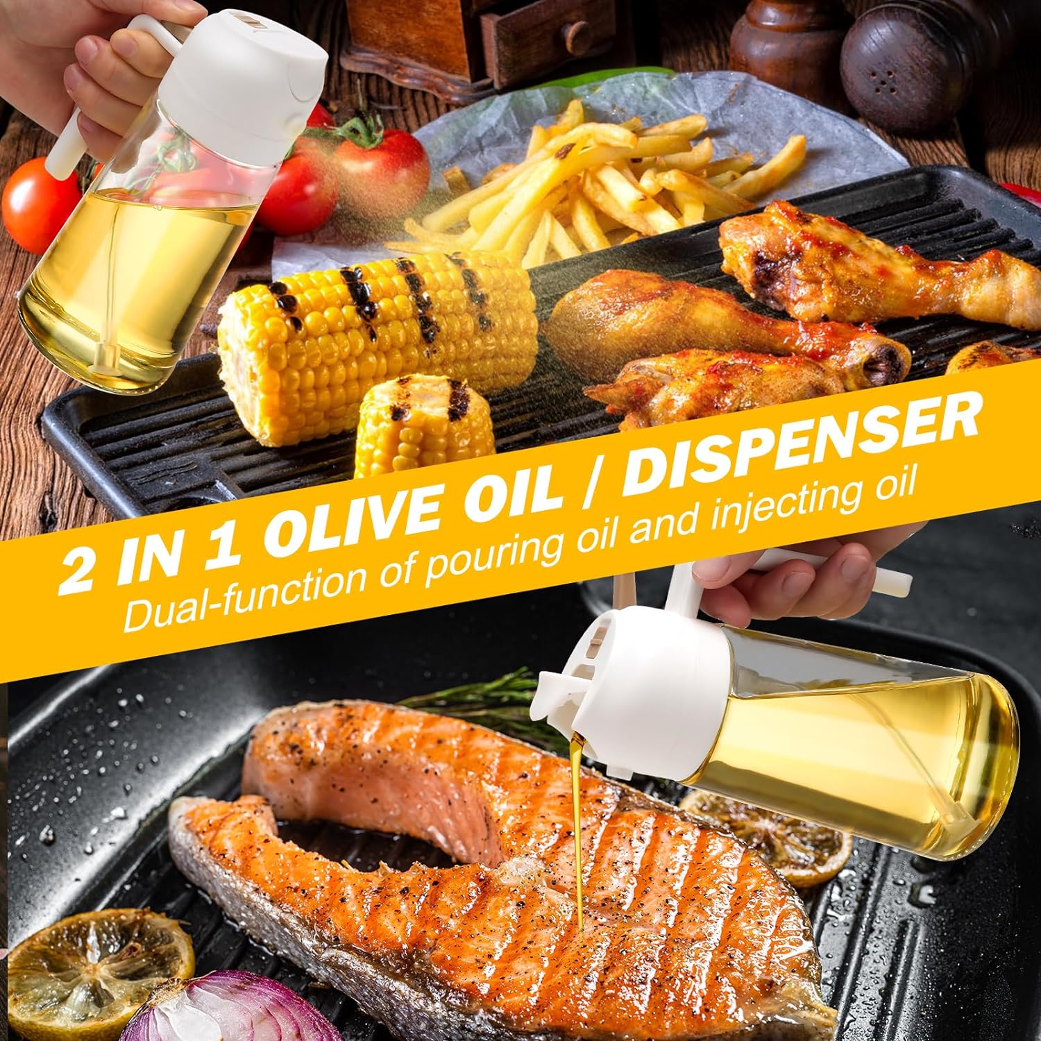 2 Pack Oil Dispenser And Sprayer Bottle - TRENDVYO