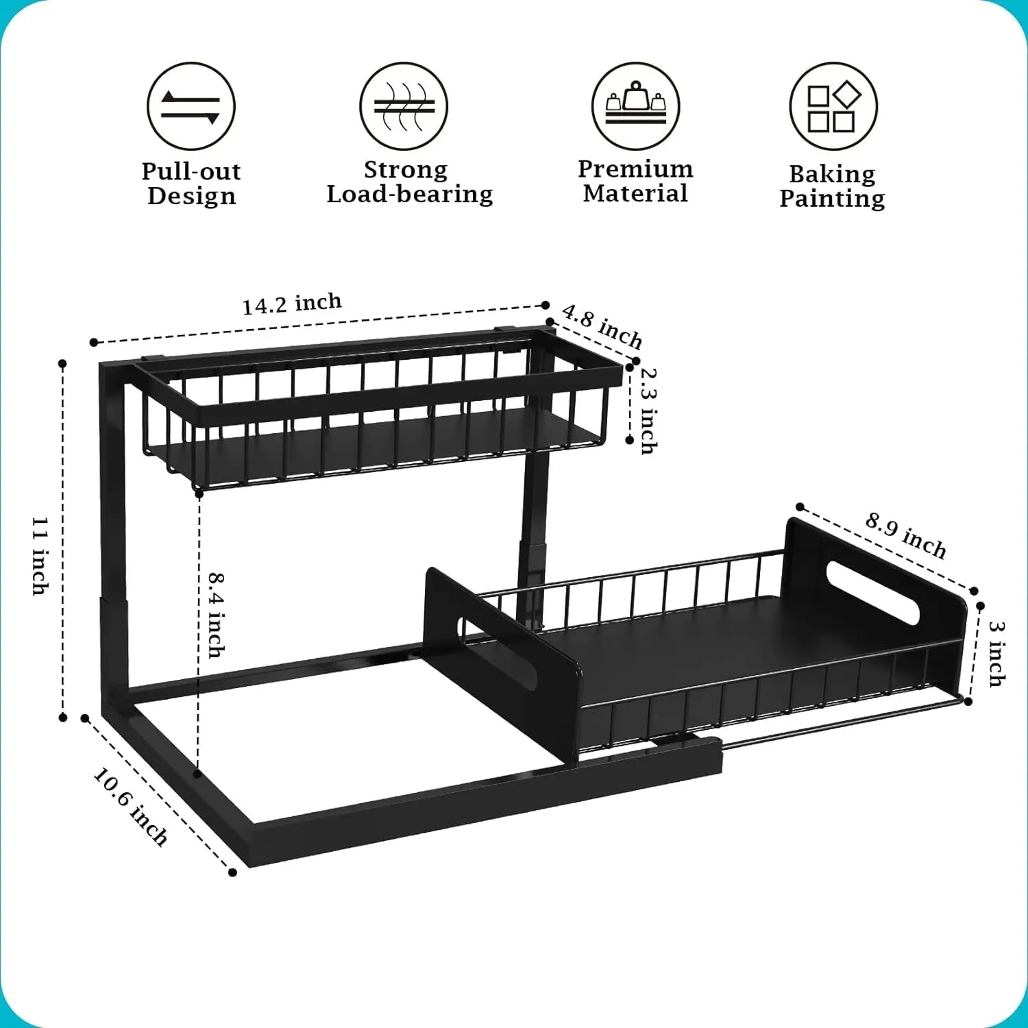 2 Tier Slide Out Under Sink Organizer - TRENDVYO