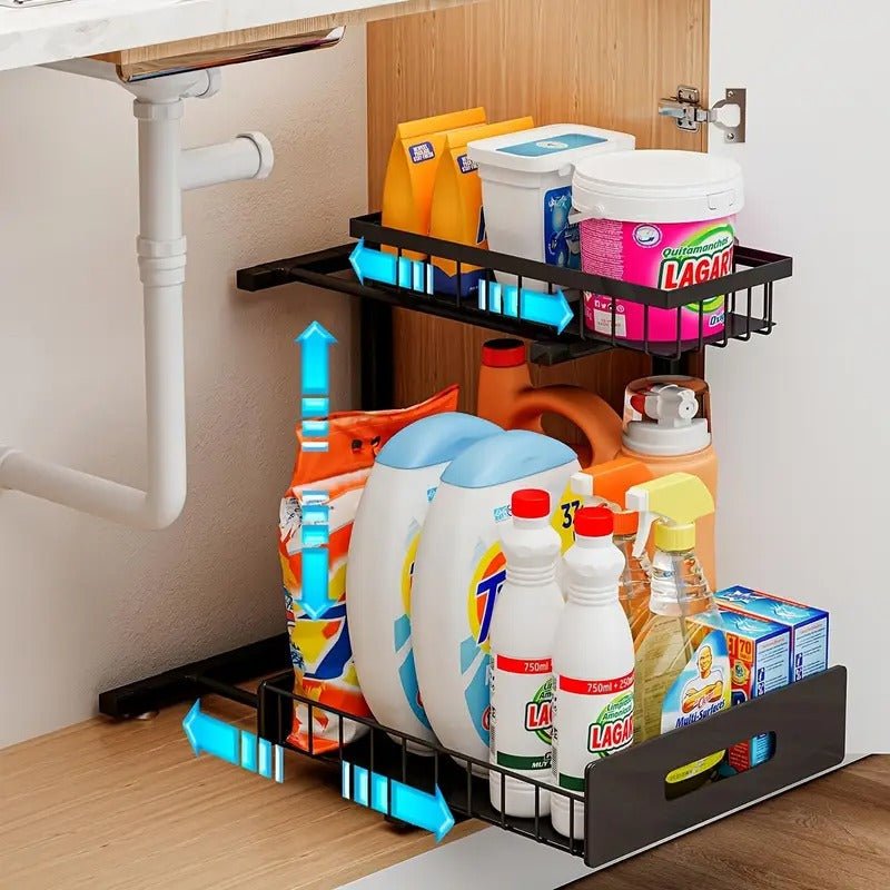 2 Tier Slide Out Under Sink Organizer - TRENDVYO