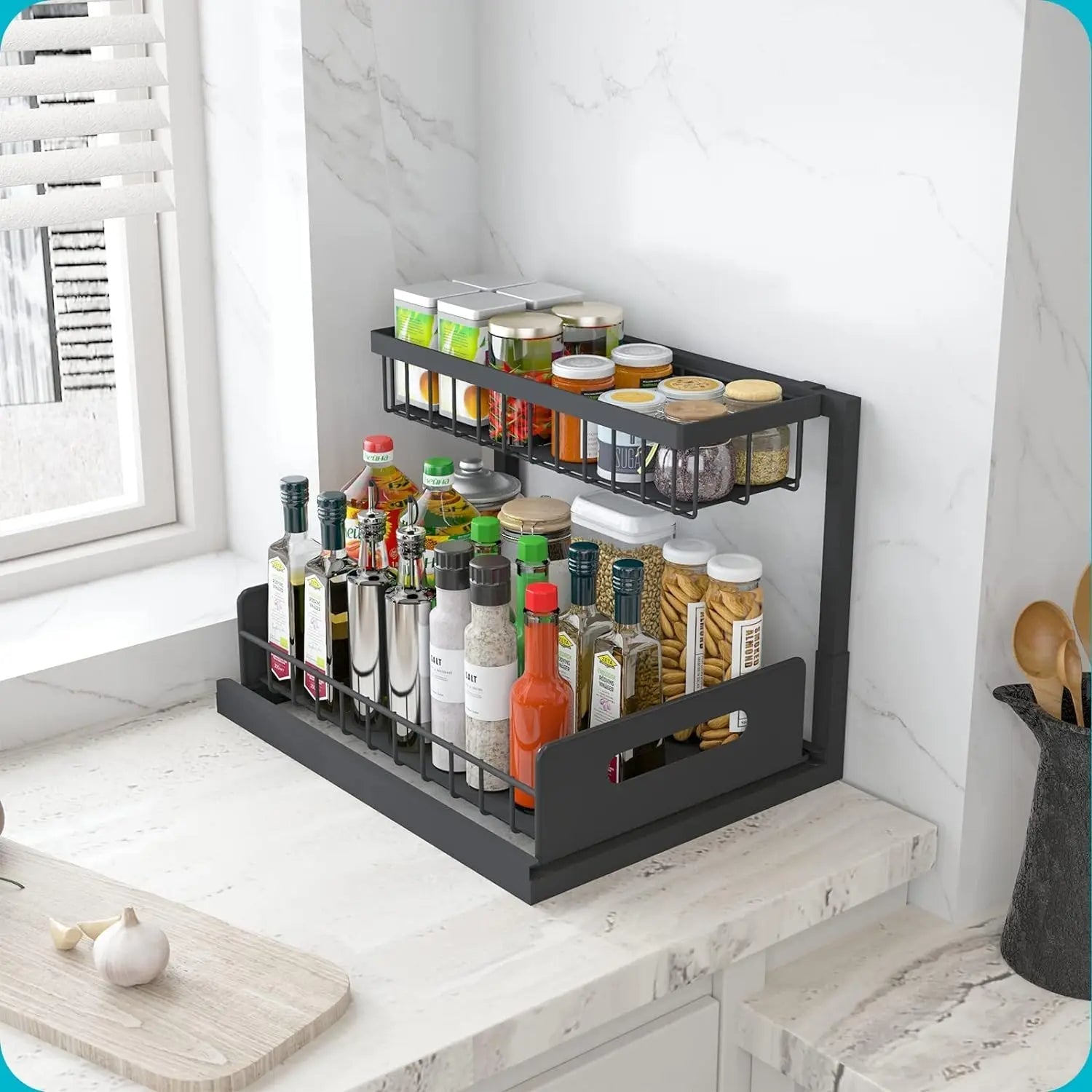2 Tier Slide Out Under Sink Organizer - TRENDVYO