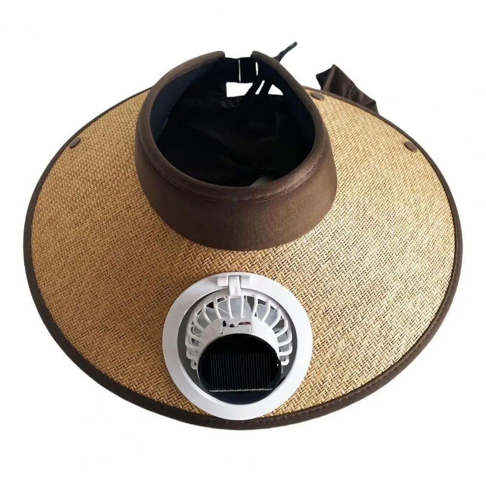 Sombrero para el sol de ala ancha con ventilador de energía solar