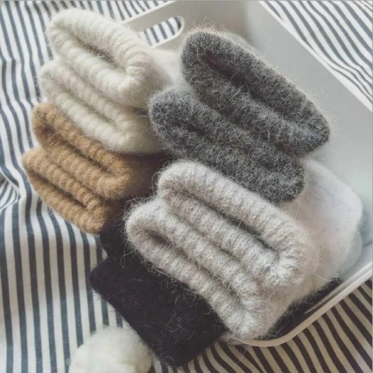 Mitones de punto de cachemira para mujer