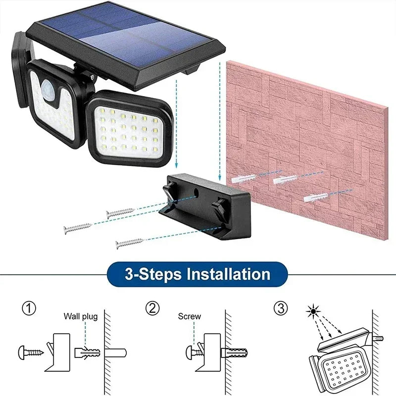 Luz solar con sensor de movimiento para exteriores