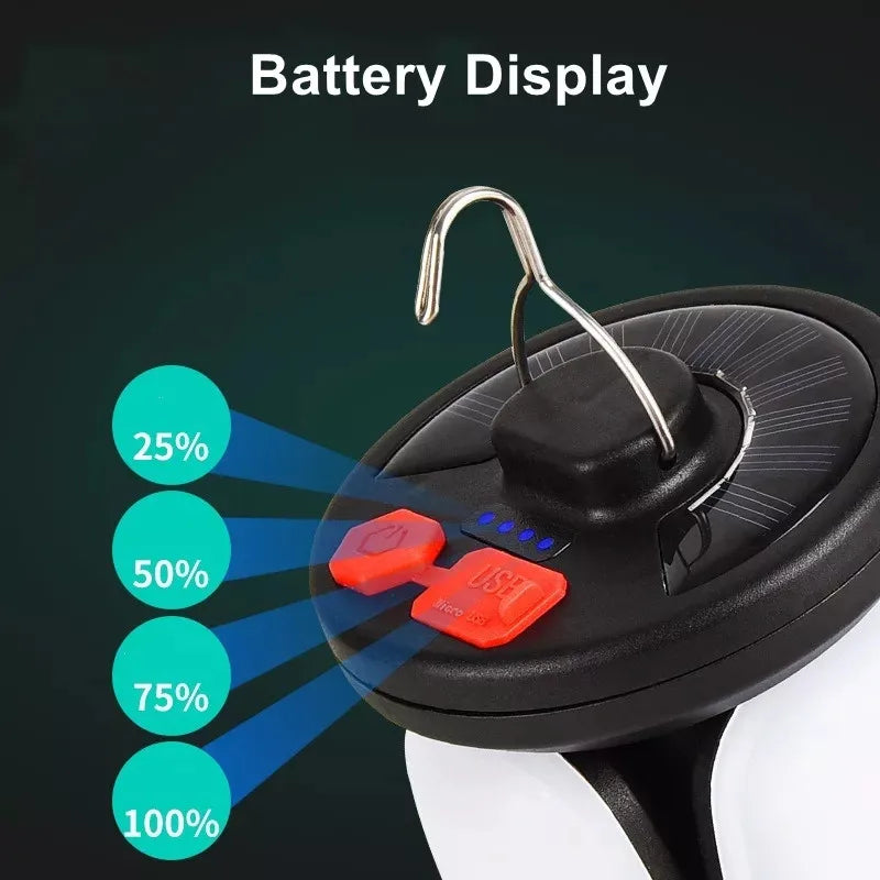 Linterna de camping plegable solar USB