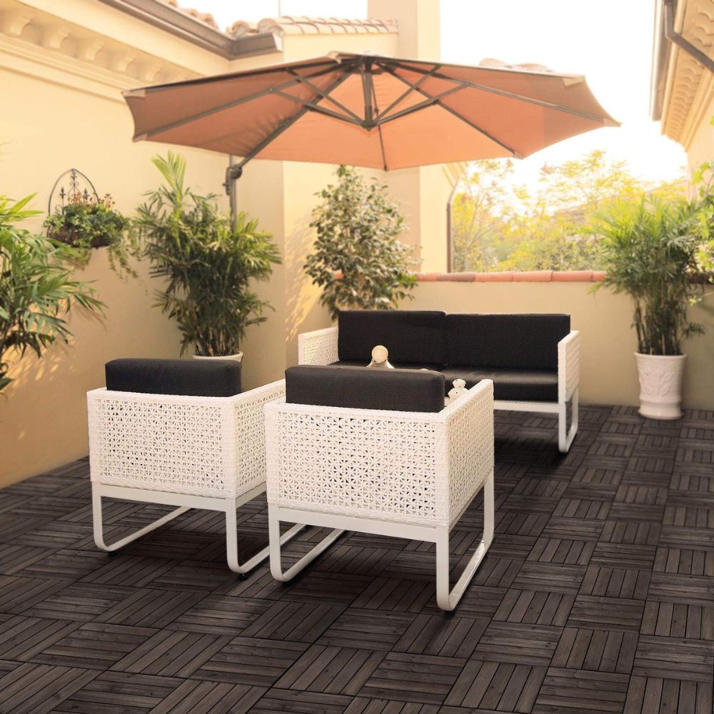 Baldosas de madera entrelazadas para patio exterior, 27 piezas