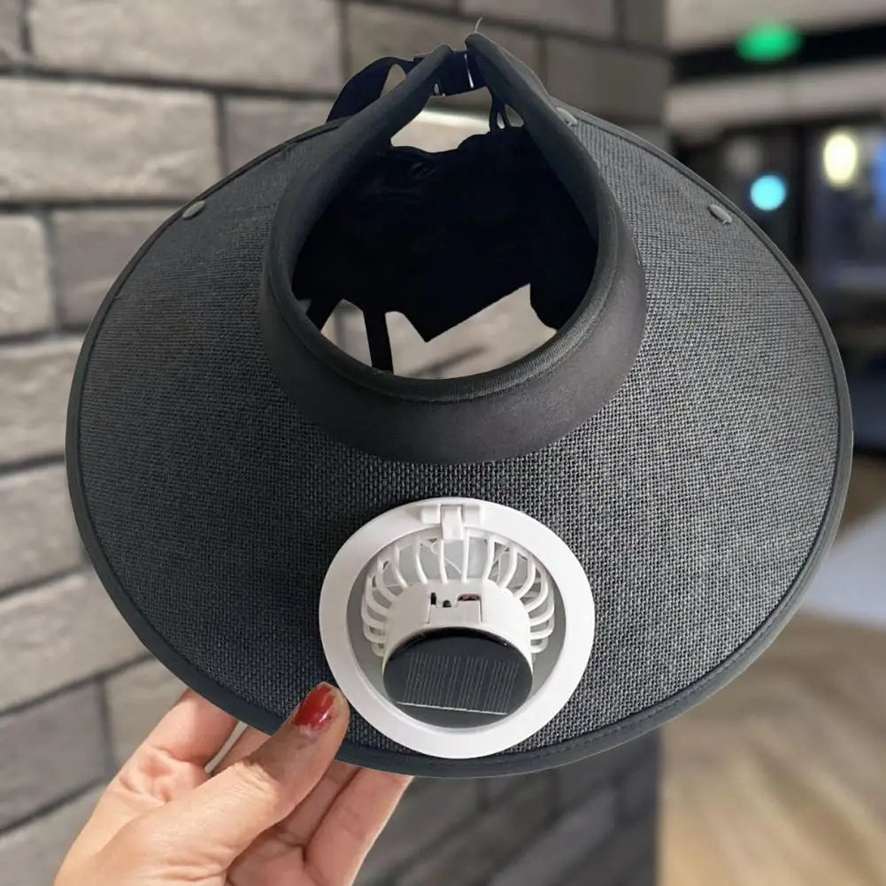 Sombrero para el sol de ala ancha con ventilador de energía solar