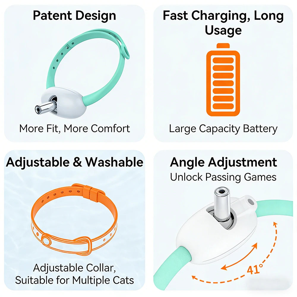 Collar interactivo láser para gatos con carga USB