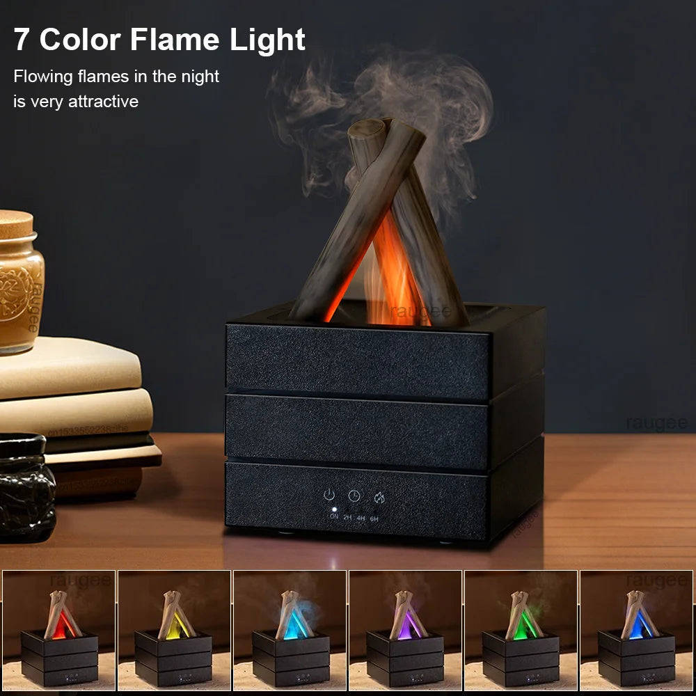 Difusor de aroma y humidificador con efecto llama realista