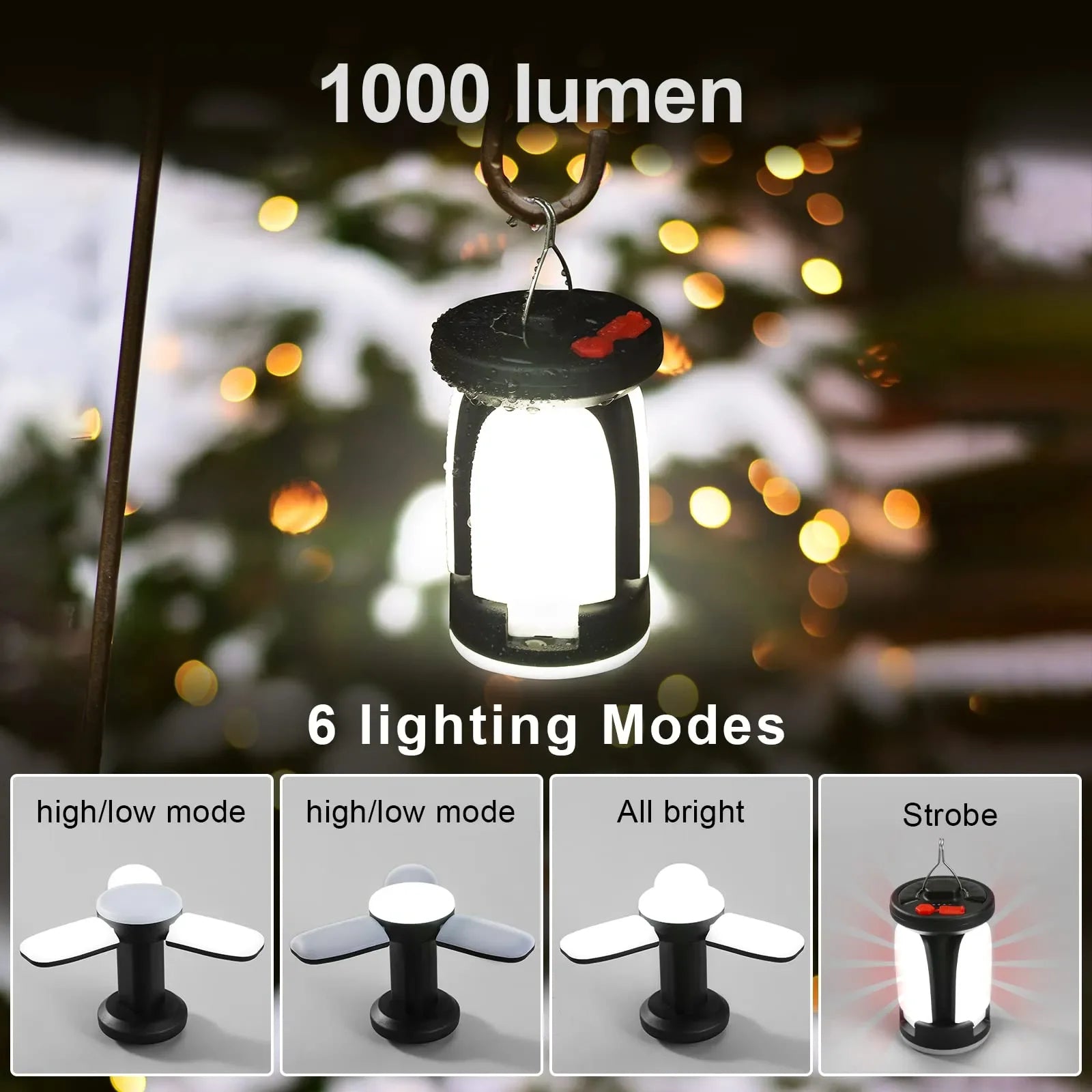 Linterna de camping plegable solar USB