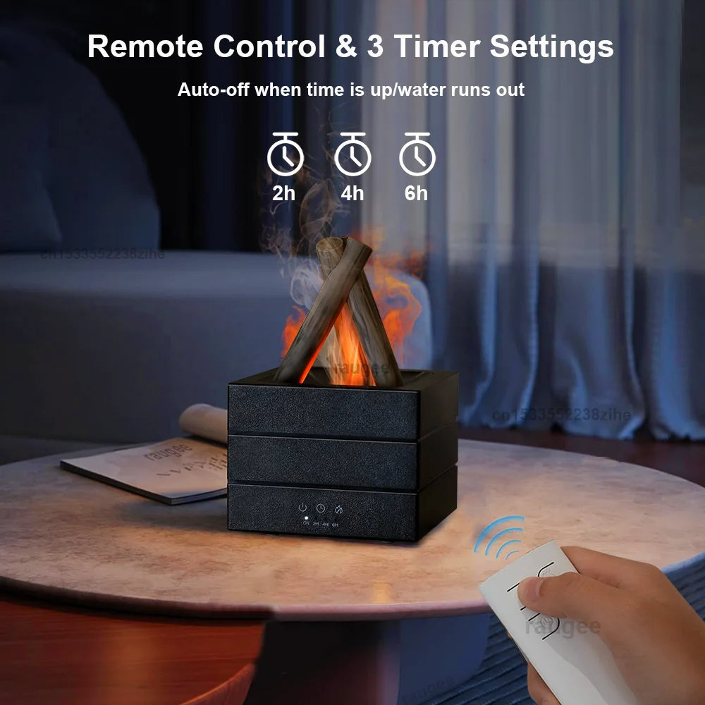 Difusor de aroma y humidificador con efecto llama realista