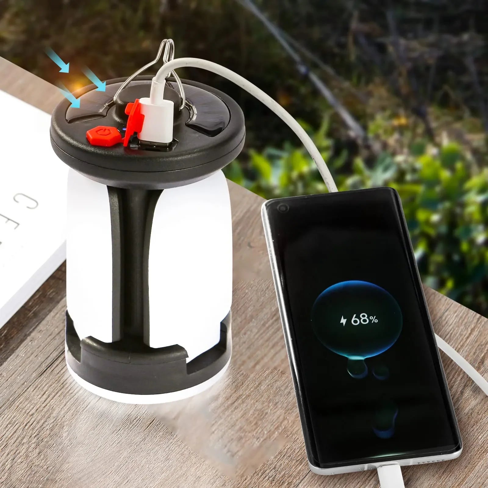 Linterna de camping plegable solar USB