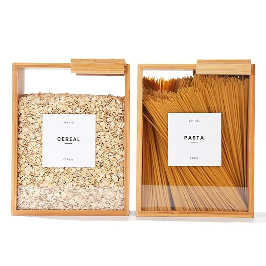 Dispensador de cereales y recipiente de almacenamiento de alimentos de bambú