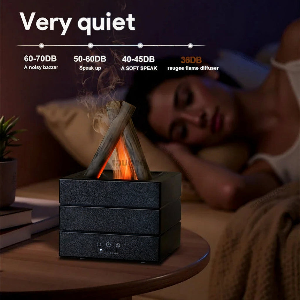 Difusor de aroma y humidificador con efecto llama realista