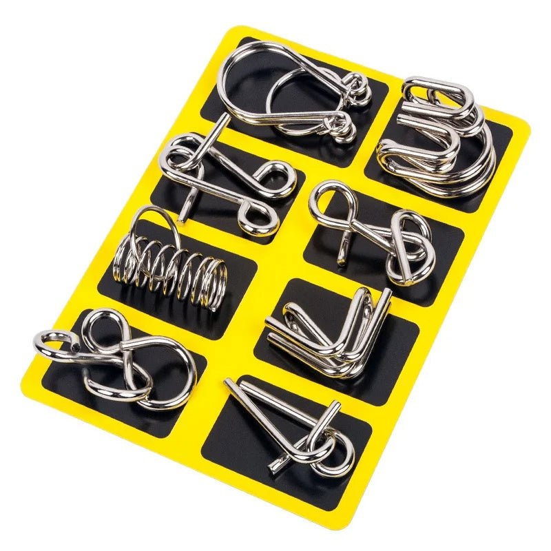 8 Piece Metal Puzzle Ring Set Brain Teaser Toys - TRENDVYO