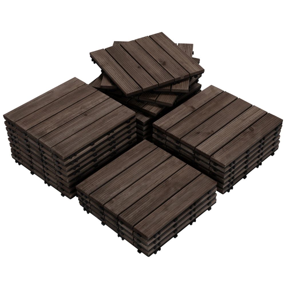 Baldosas de madera entrelazadas para patio exterior, 27 piezas