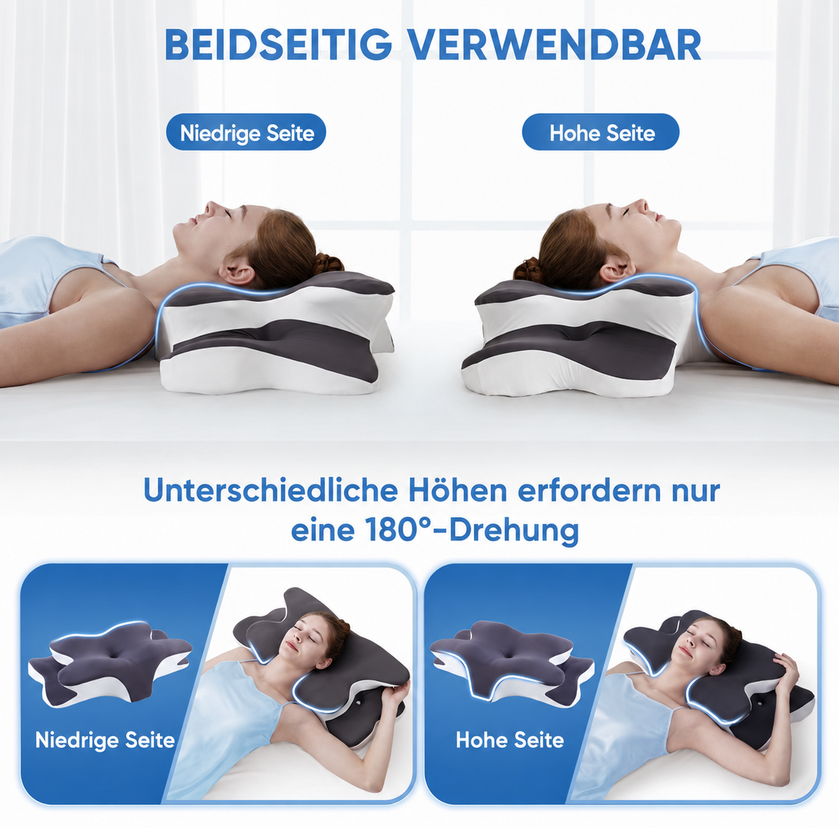 Trendvyo™ Japanisches-Kopfkissen Memory Foam mit Kühl-Bezug