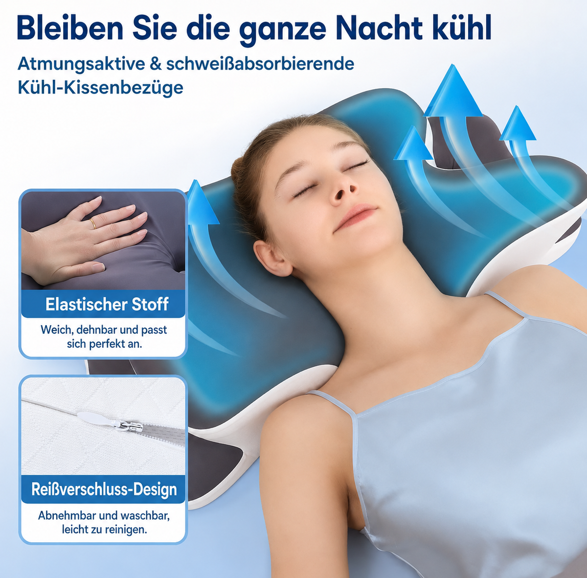 Trendvyo™ Japanisches-Kopfkissen Memory Foam mit Kühl-Bezug