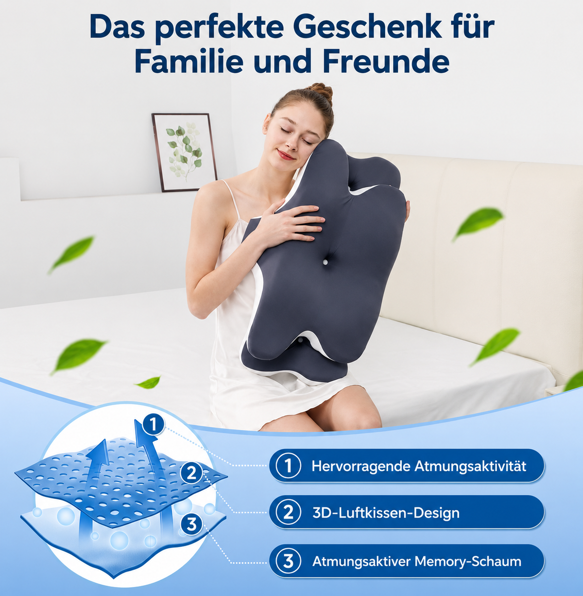 Trendvyo™ Japanisches-Kopfkissen Memory Foam mit Kühl-Bezug
