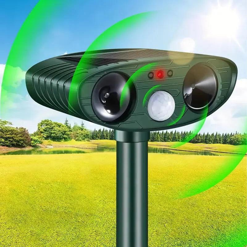 Ahuyentador de animales por energía solar con ultrasonido