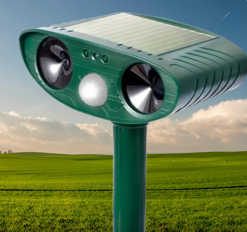 Ahuyentador de animales por energía solar con ultrasonido