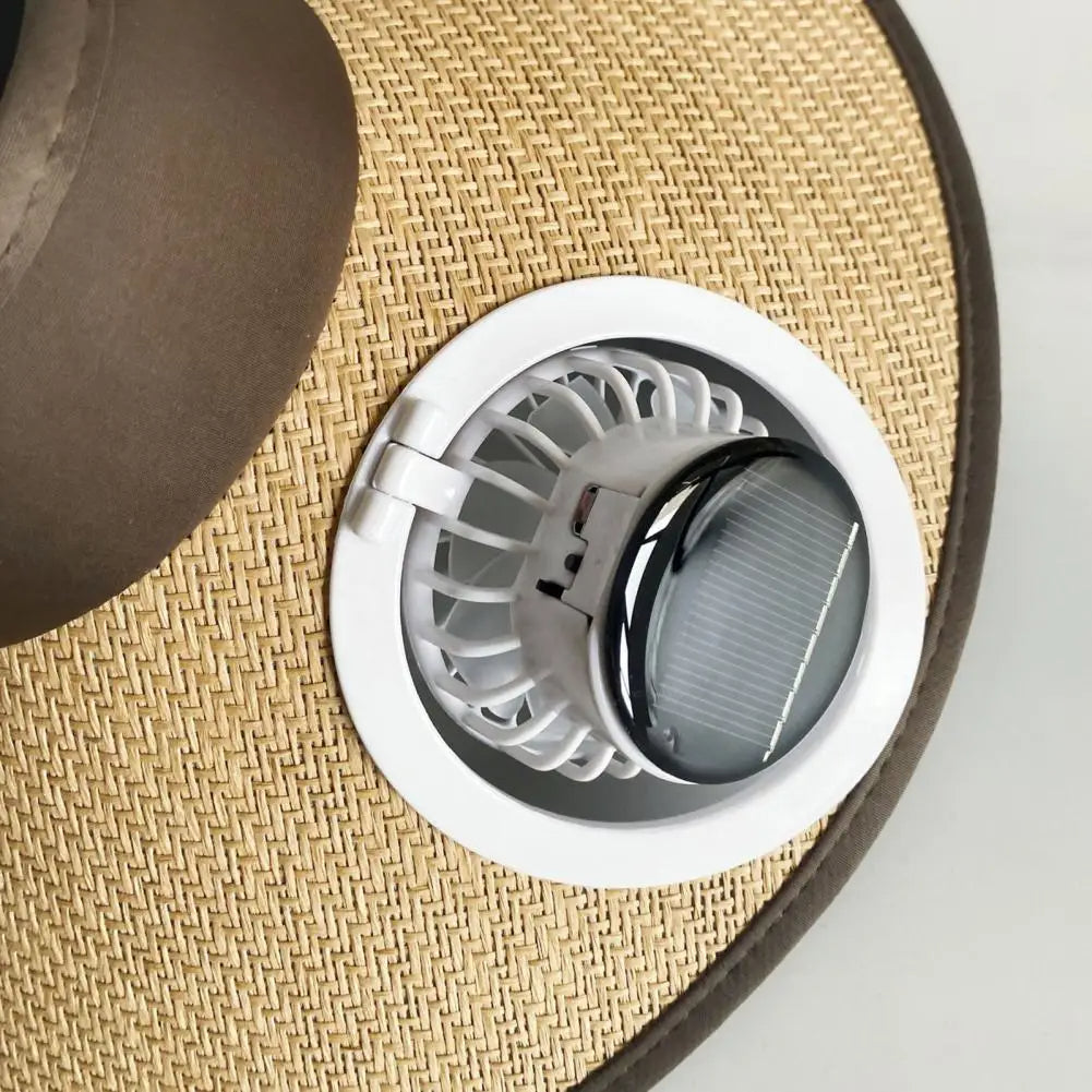 Sombrero para el sol de ala ancha con ventilador de energía solar