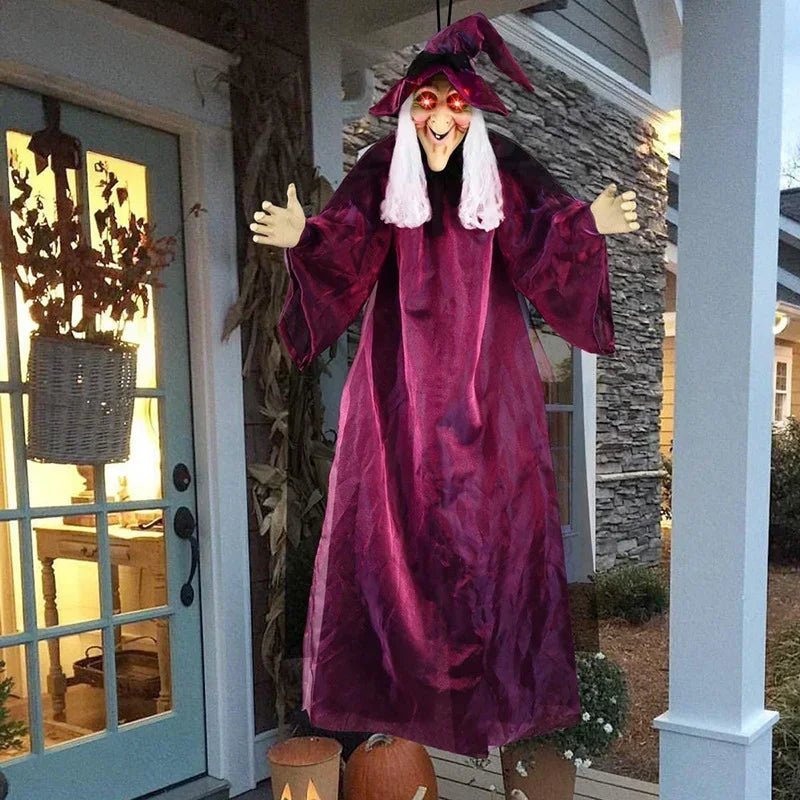 Animated Halloween Witch Decor with Sound and Glowing Eyes - TRENDVYO
