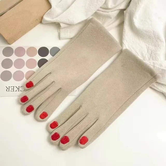 Guantes de invierno para pantallas táctiles con diseño de esmalte de uñas