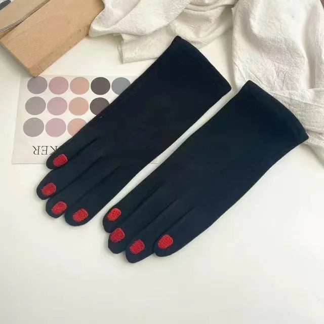 Guantes de invierno para pantallas táctiles con diseño de esmalte de uñas