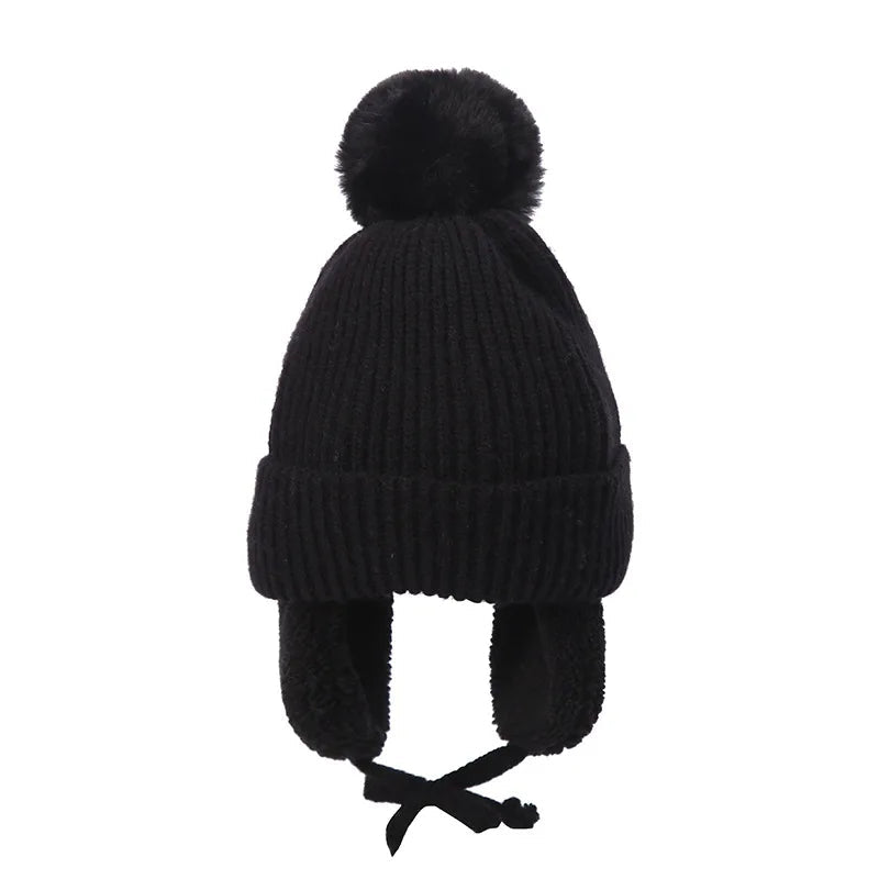 Gorro de invierno de punto para niños con orejeras