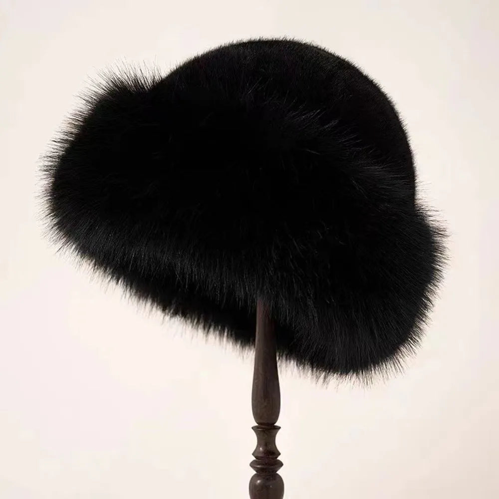 Sombrero de cubo de invierno de felpa para mujer