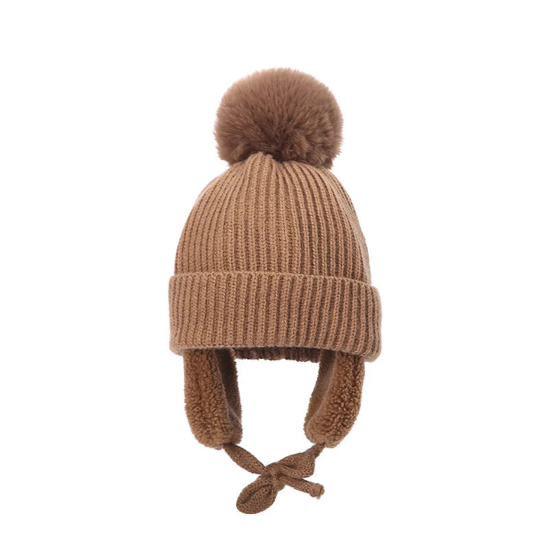 Gorro de invierno de punto para niños con orejeras