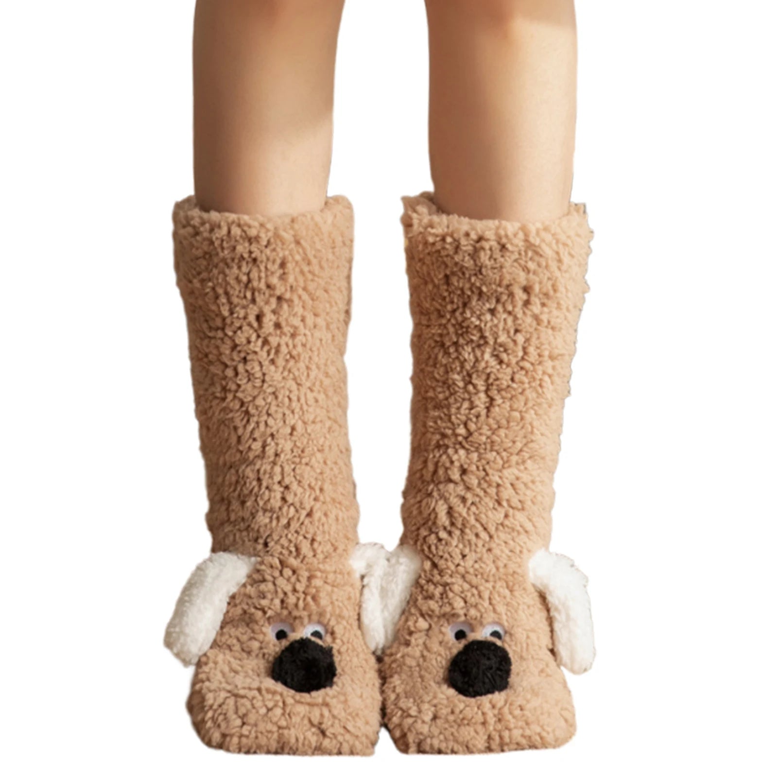 Calcetines peludos de perro lindo, calentadores de piernas de invierno
