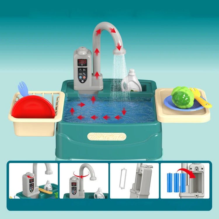 Children’s Play Kitchen with Flowing Water Feature - TRENDVYO