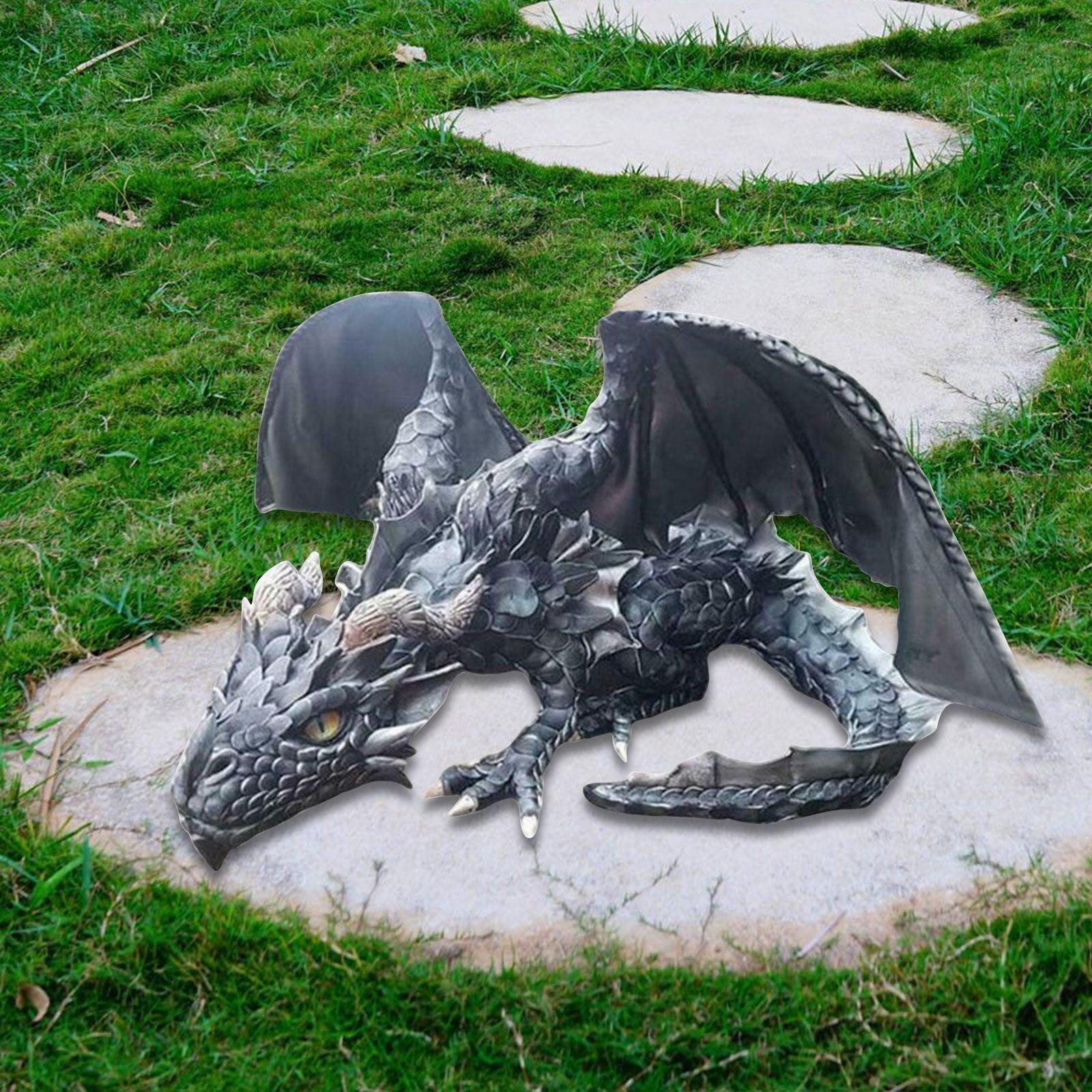 Crouching Dragon Guardian Statue: Gothic Outdoor Decoration - TRENDVYO