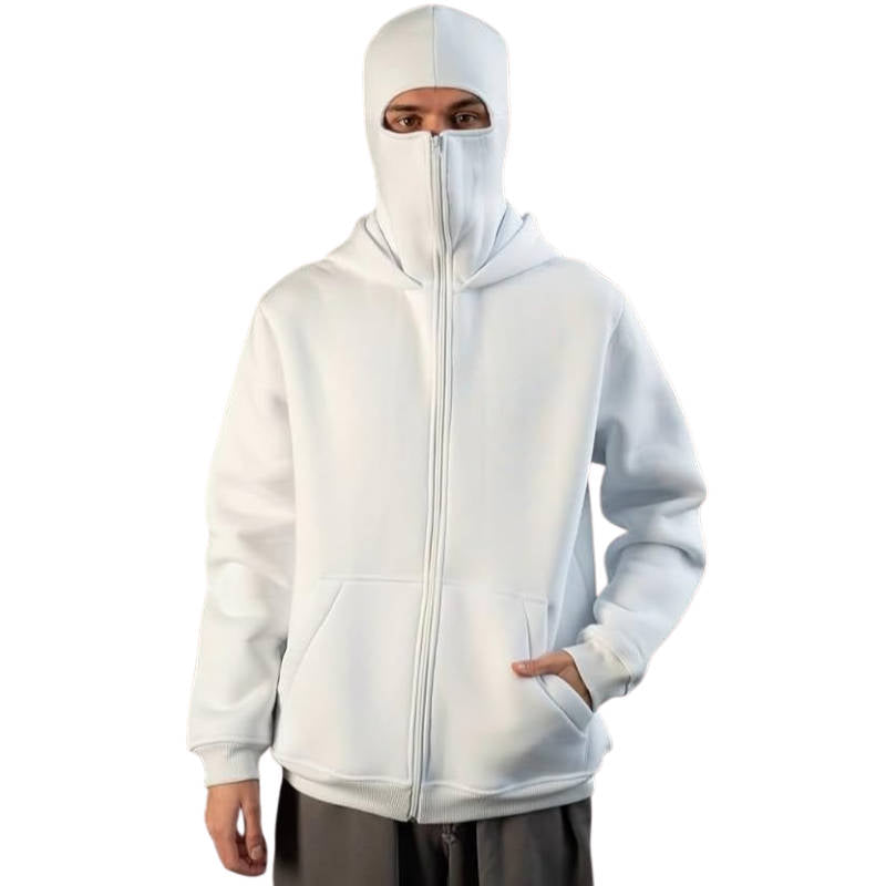 Sudadera con capucha unisex de pasamontañas con cremallera completa