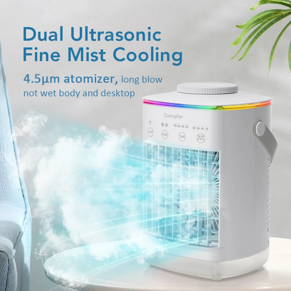 Mini Aire Acondicionado Portátil y Humidificador con LED
