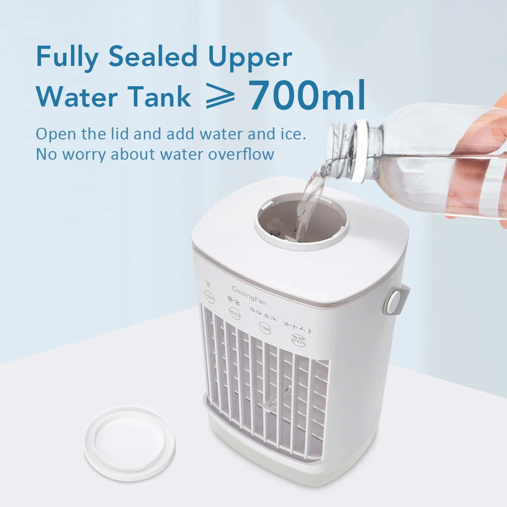 Mini Aire Acondicionado Portátil y Humidificador con LED