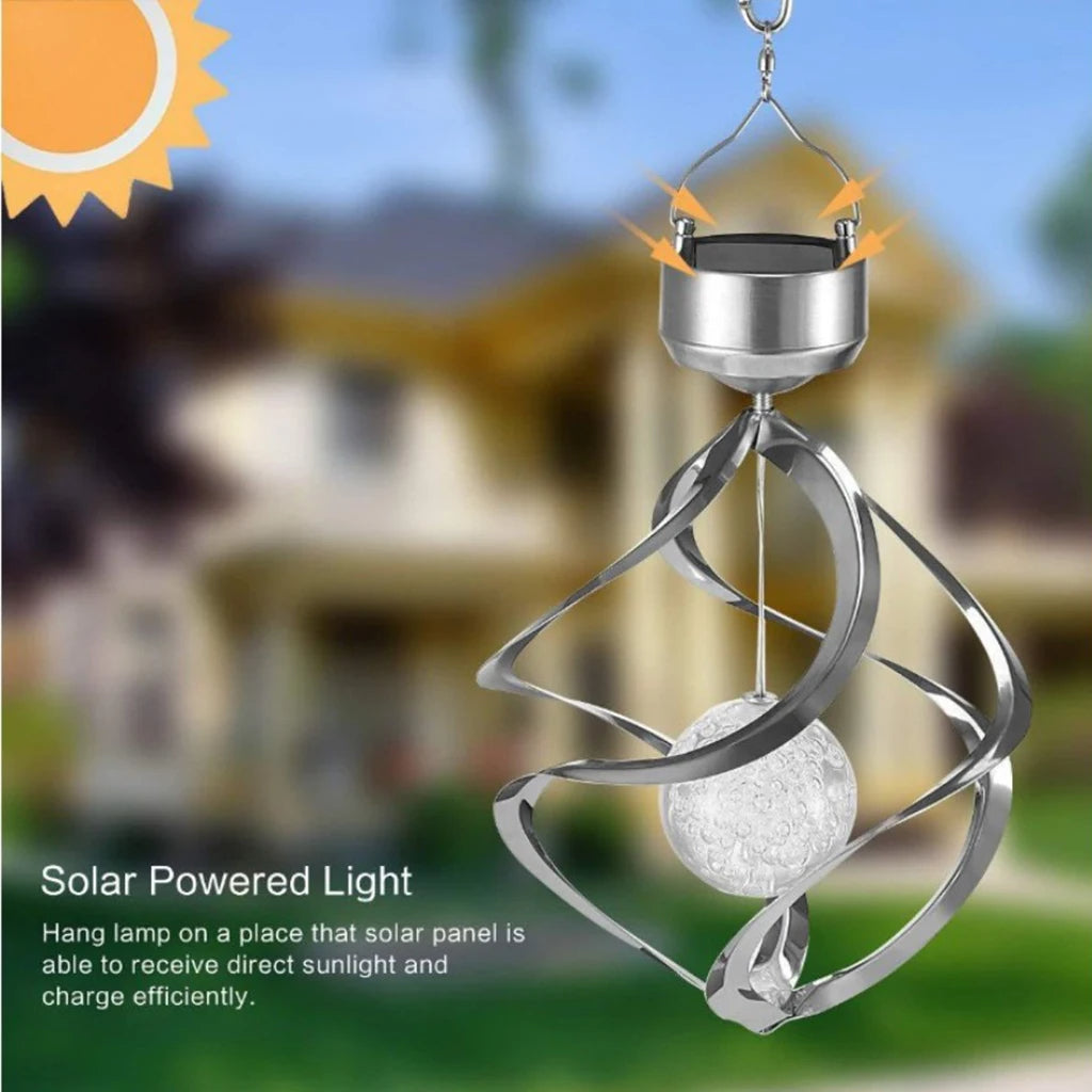 Lámpara LED giratoria solar con campana de viento