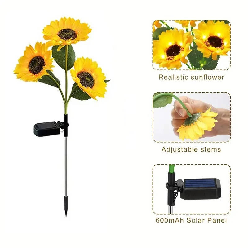 Luz solar de girasol para exteriores