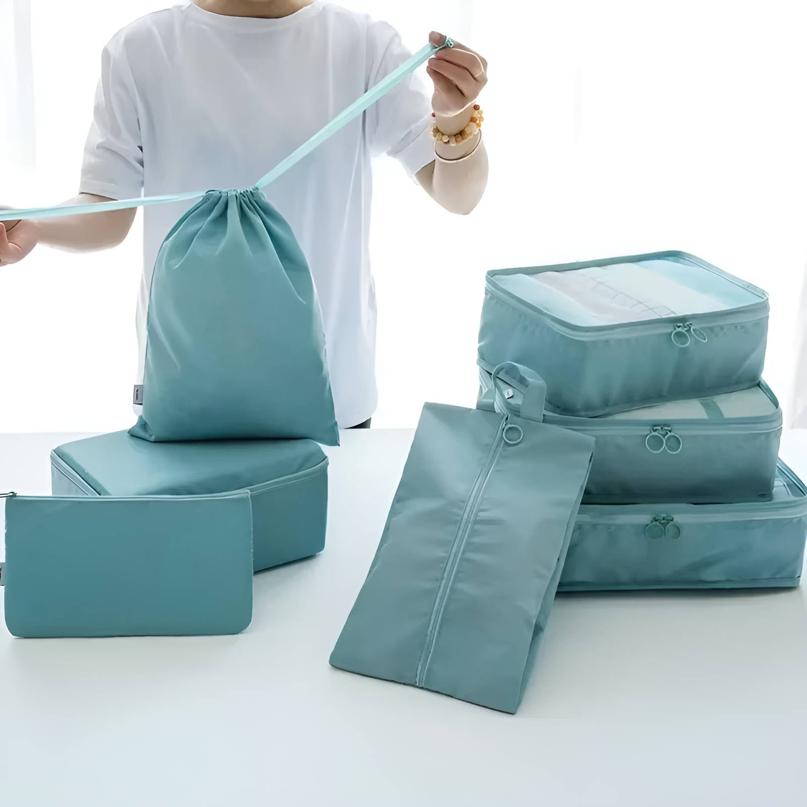 Juego de 7 cubos organizadores de equipaje para viaje