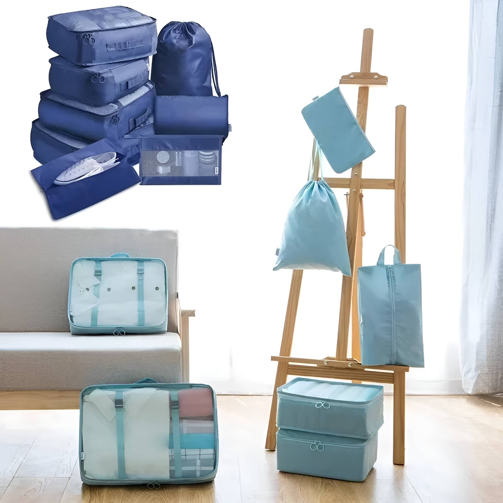 Juego de 7 cubos organizadores de equipaje para viaje