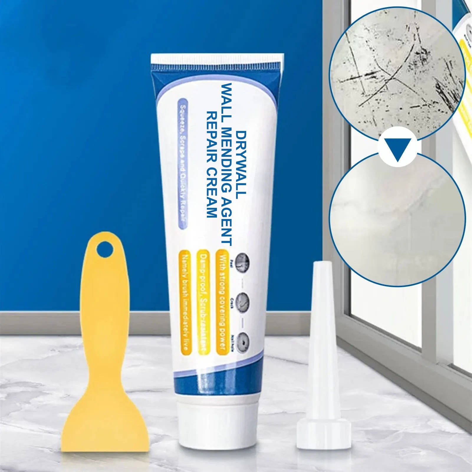 Parche Kit Agente reparador de paredes de yeso Crema reparadora