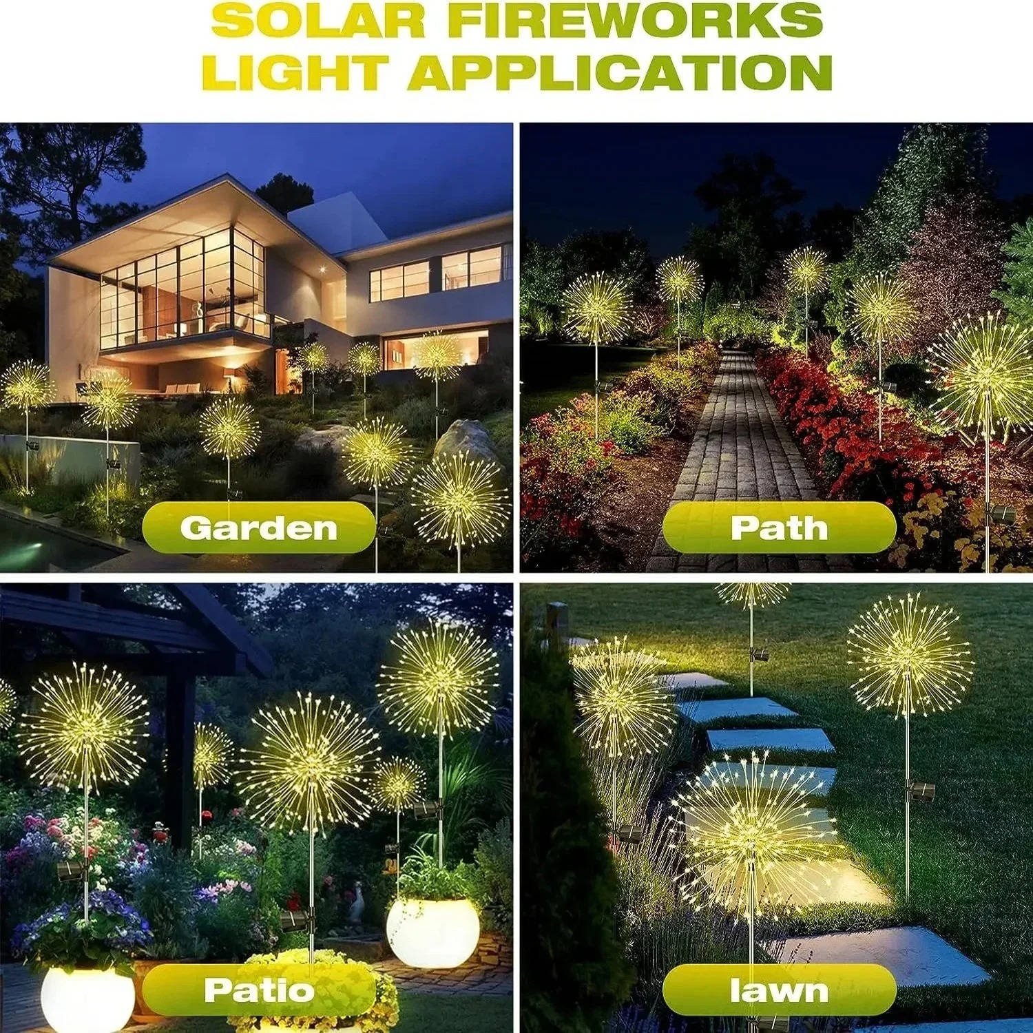 Luces de fuegos artificiales para decoración de jardines exteriores