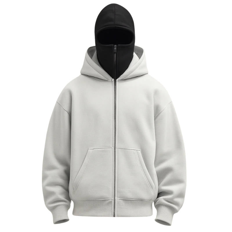 Sudadera con capucha unisex de pasamontañas con cremallera completa